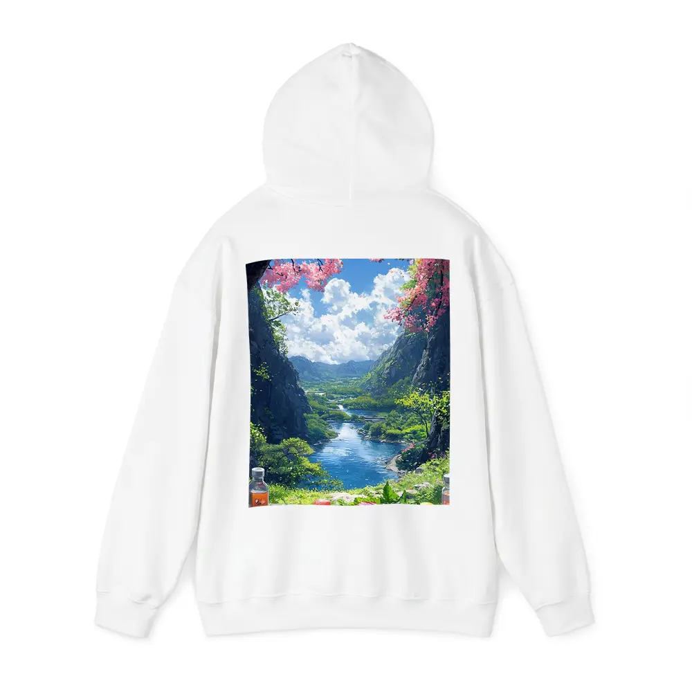 Anime Picnic Scene Cherry Blossoms River – Hoodies