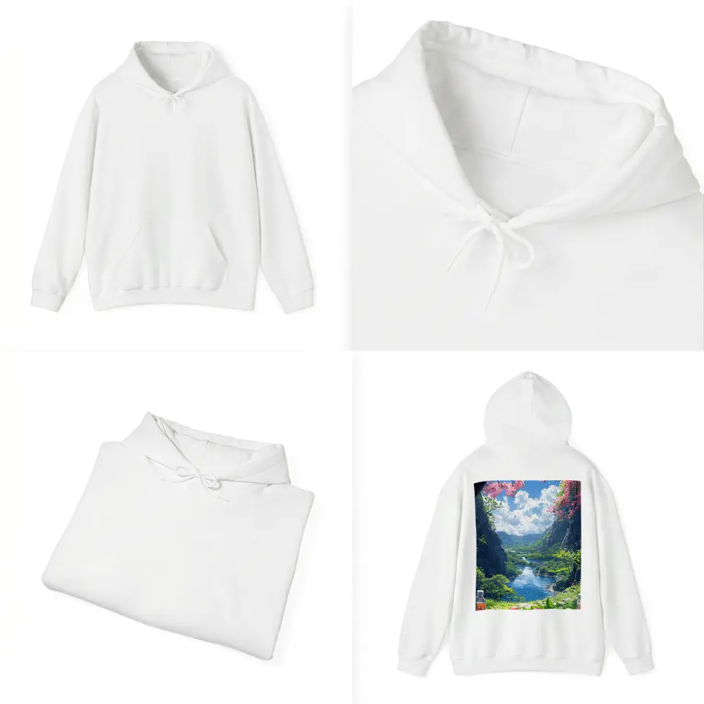 Anime Picnic Scene Cherry Blossoms River – Hoodies