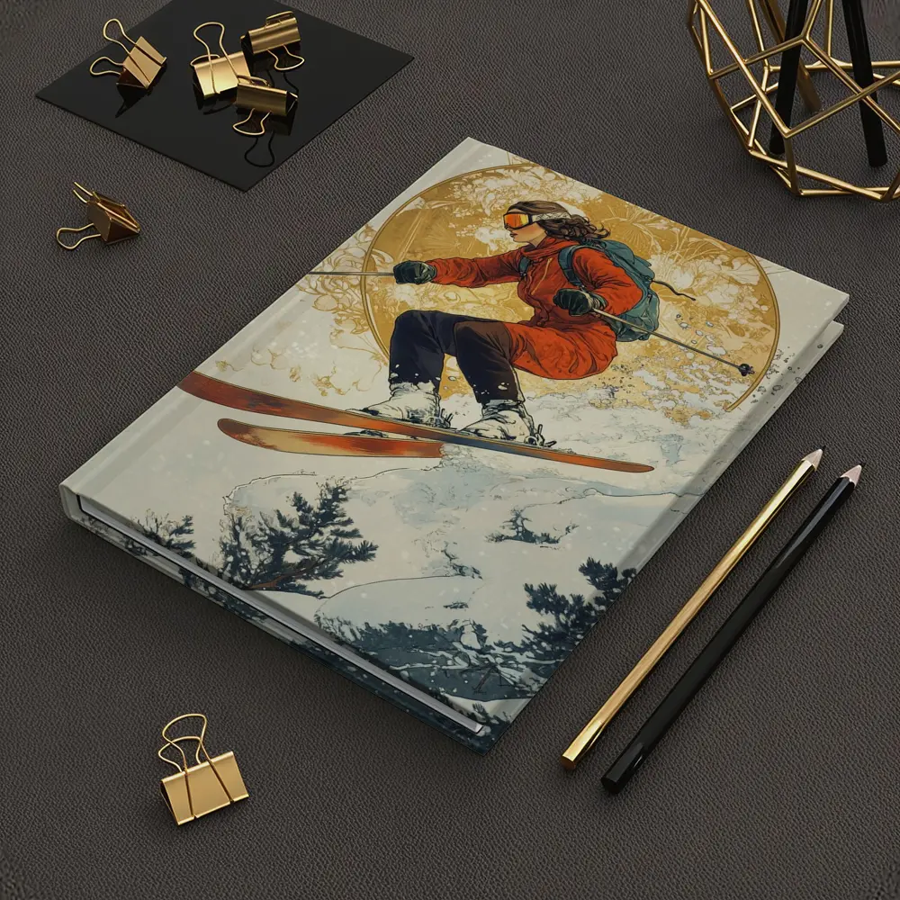 Skier Jumping Mid Air Winter Snow Trees – Notebooks