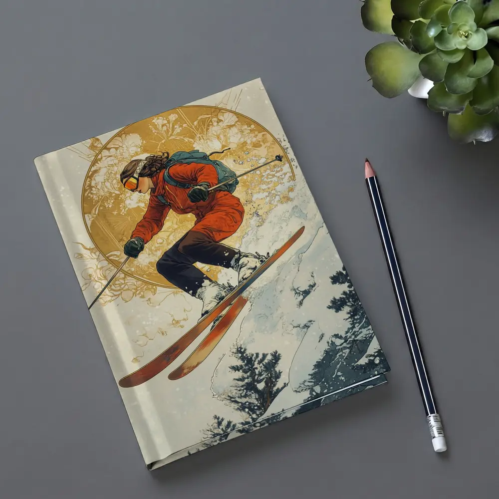 Skier Jumping Mid Air Winter Snow Trees – Notebooks