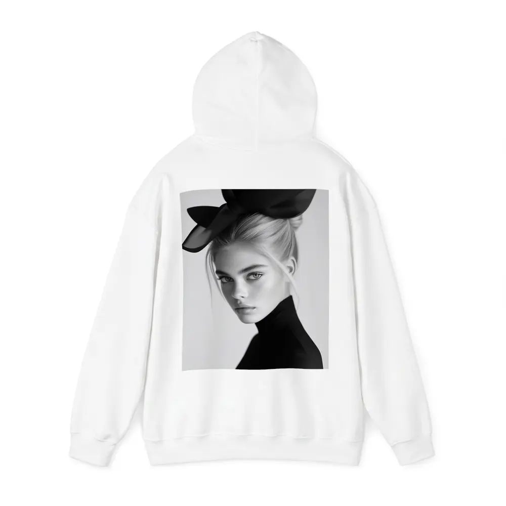 Black and White Fashion Portrait Woman Hat – Hoodies