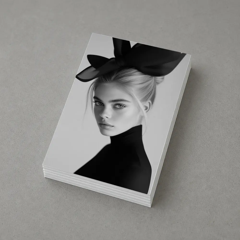 Black and White Fashion Portrait Woman Hat – Postcards