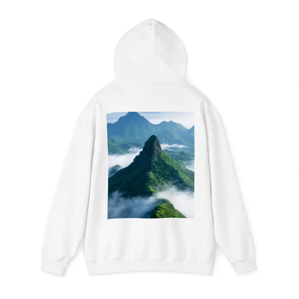 Green Misty Mountain Peaks Blue Sky – Hoodies