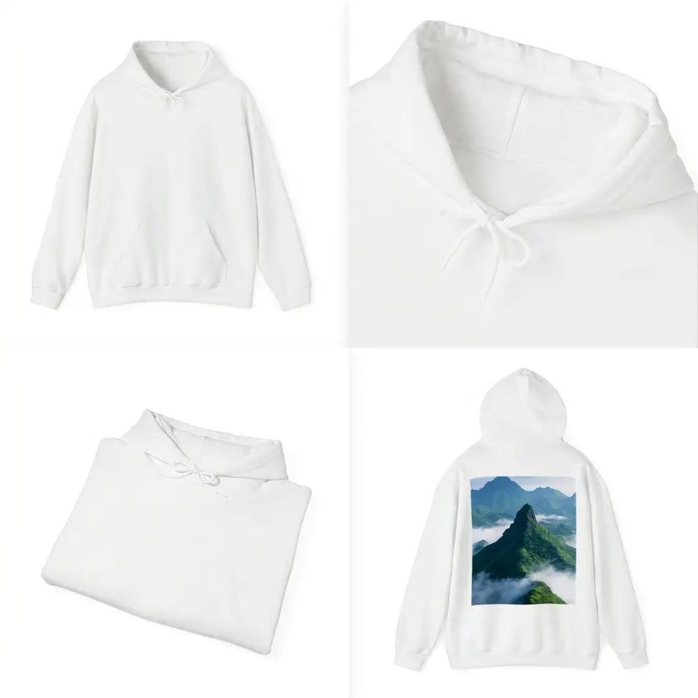 Green Misty Mountain Peaks Blue Sky – Hoodies