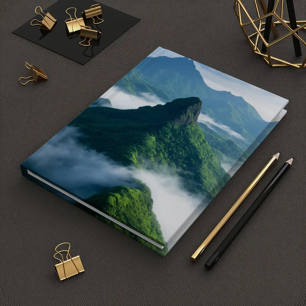 Green Misty Mountain Peaks Blue Sky – Notebooks