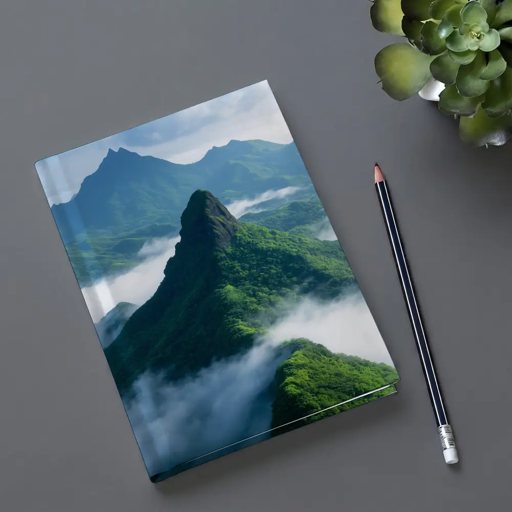 Green Misty Mountain Peaks Blue Sky – Notebooks