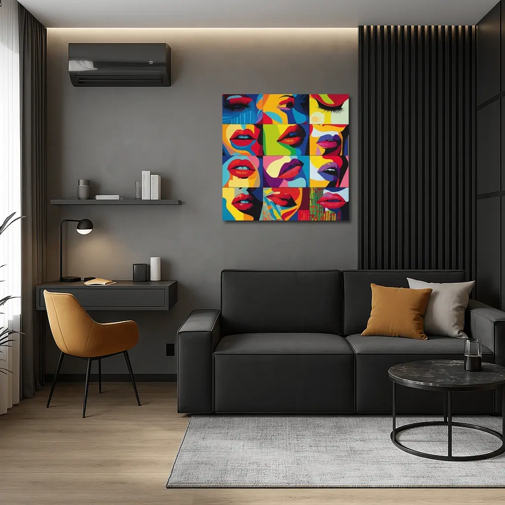 Pop Art Women Lips Bold Colorful Grid – Wall Art