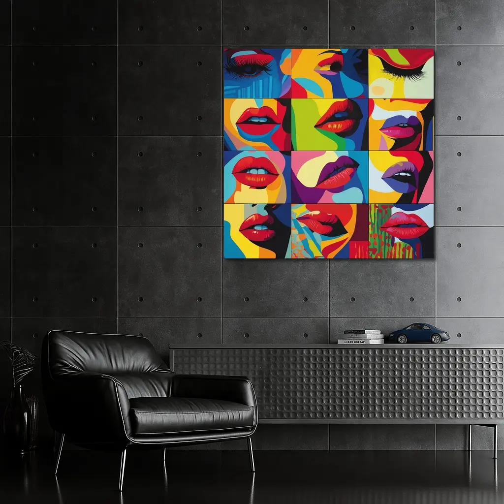 Pop Art Women Lips Bold Colorful Grid – Wall Art