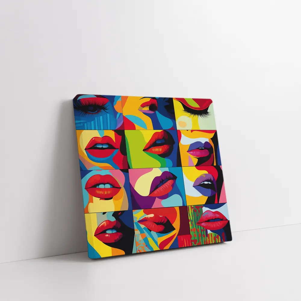 Pop Art Women Lips Bold Colorful Grid – Wall Art