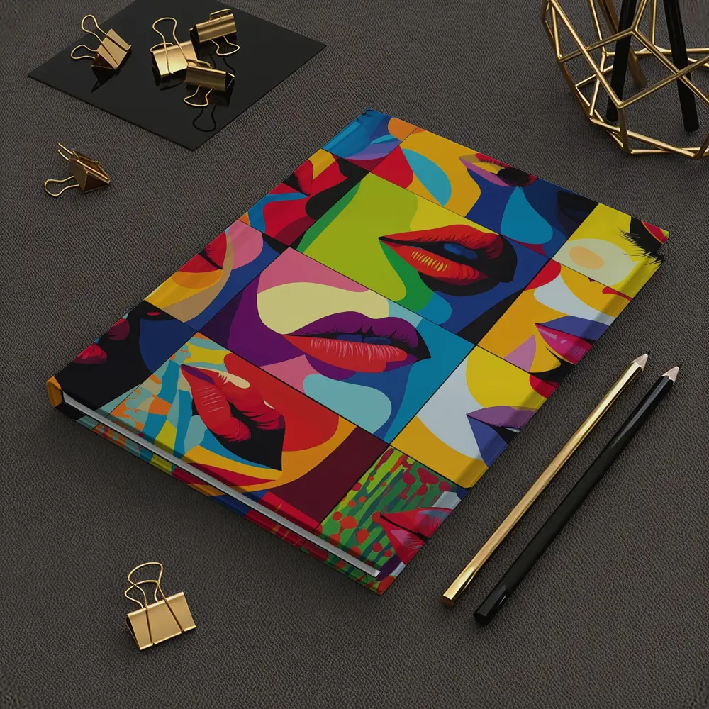 Pop Art Women Lips Bold Colorful Grid – Notebooks