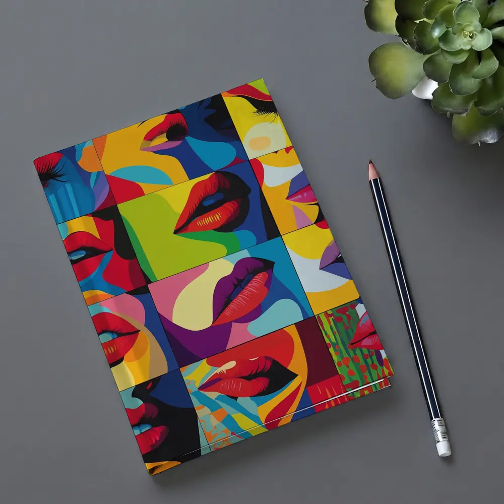 Pop Art Women Lips Bold Colorful Grid – Notebooks