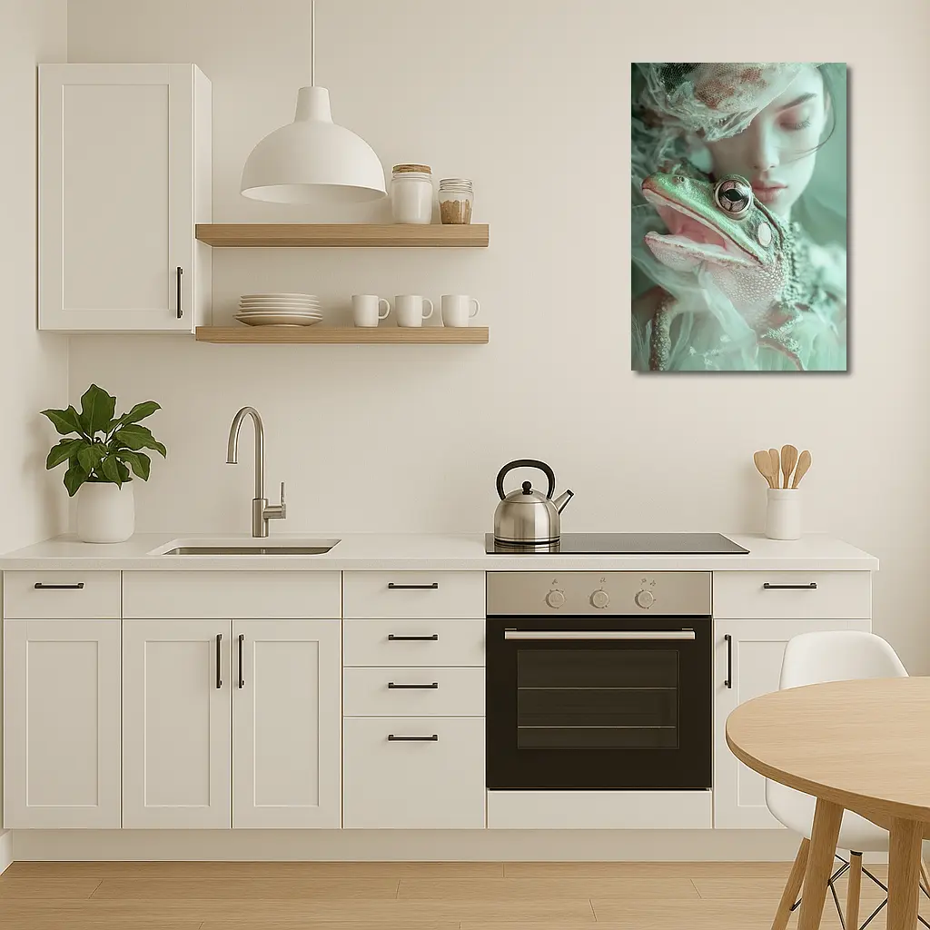 Girl Holding Green Frog Soft Fantasy – Wall Art