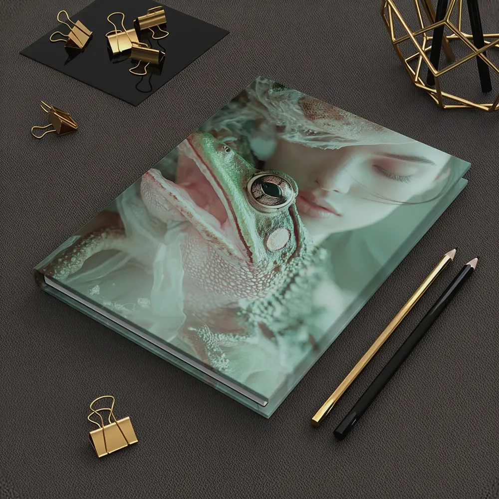 Girl Holding Green Frog Soft Fantasy – Notebooks