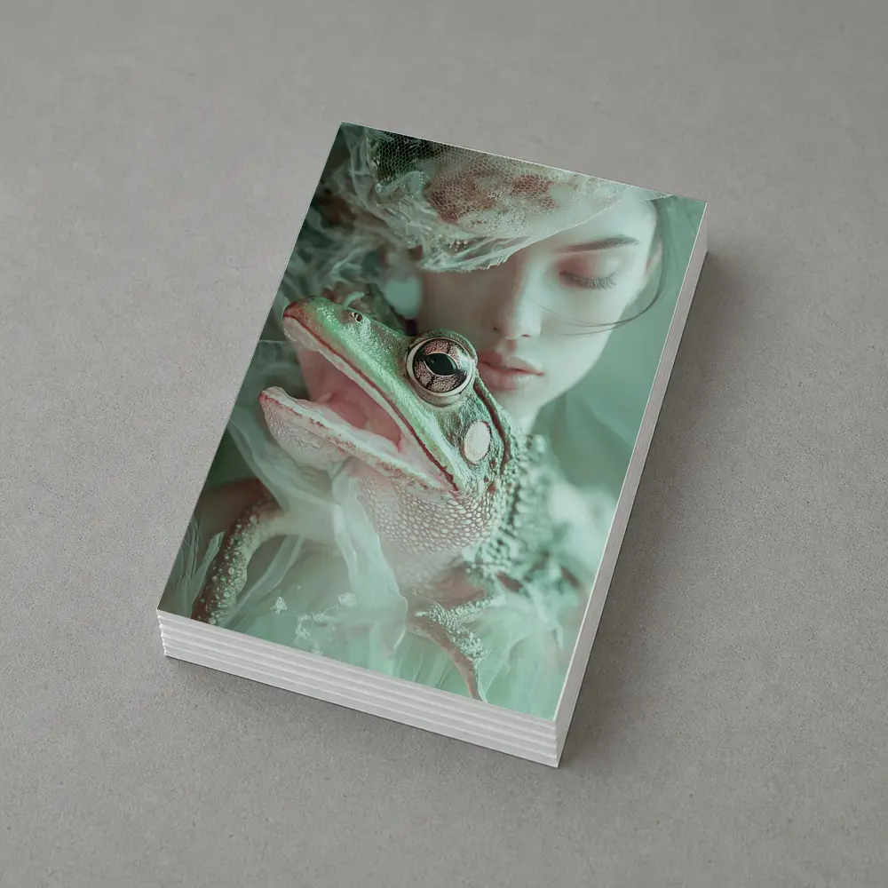 Girl Holding Green Frog Soft Fantasy – Postcards