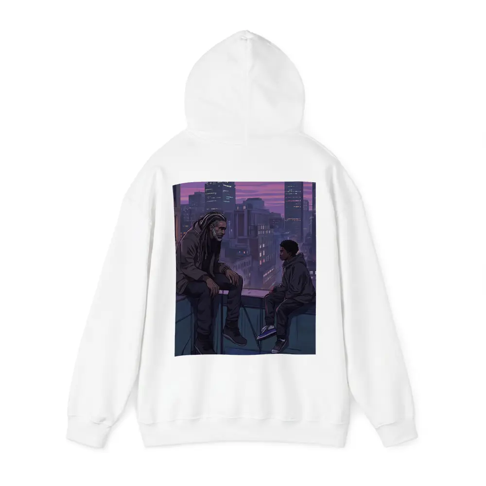 Man and Boy Rooftop City Night Anime – Hoodies