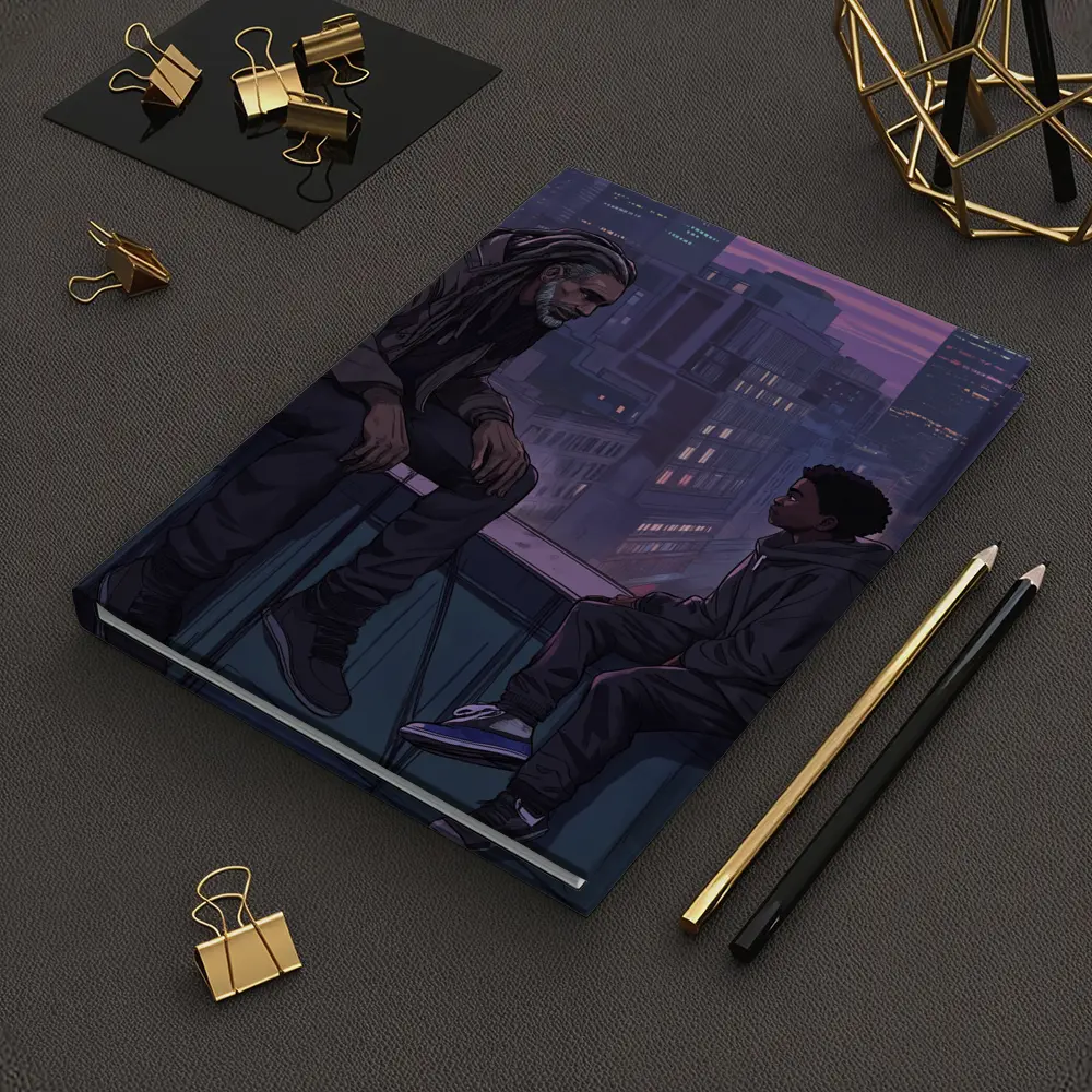 Man and Boy Rooftop City Night Anime – Notebooks