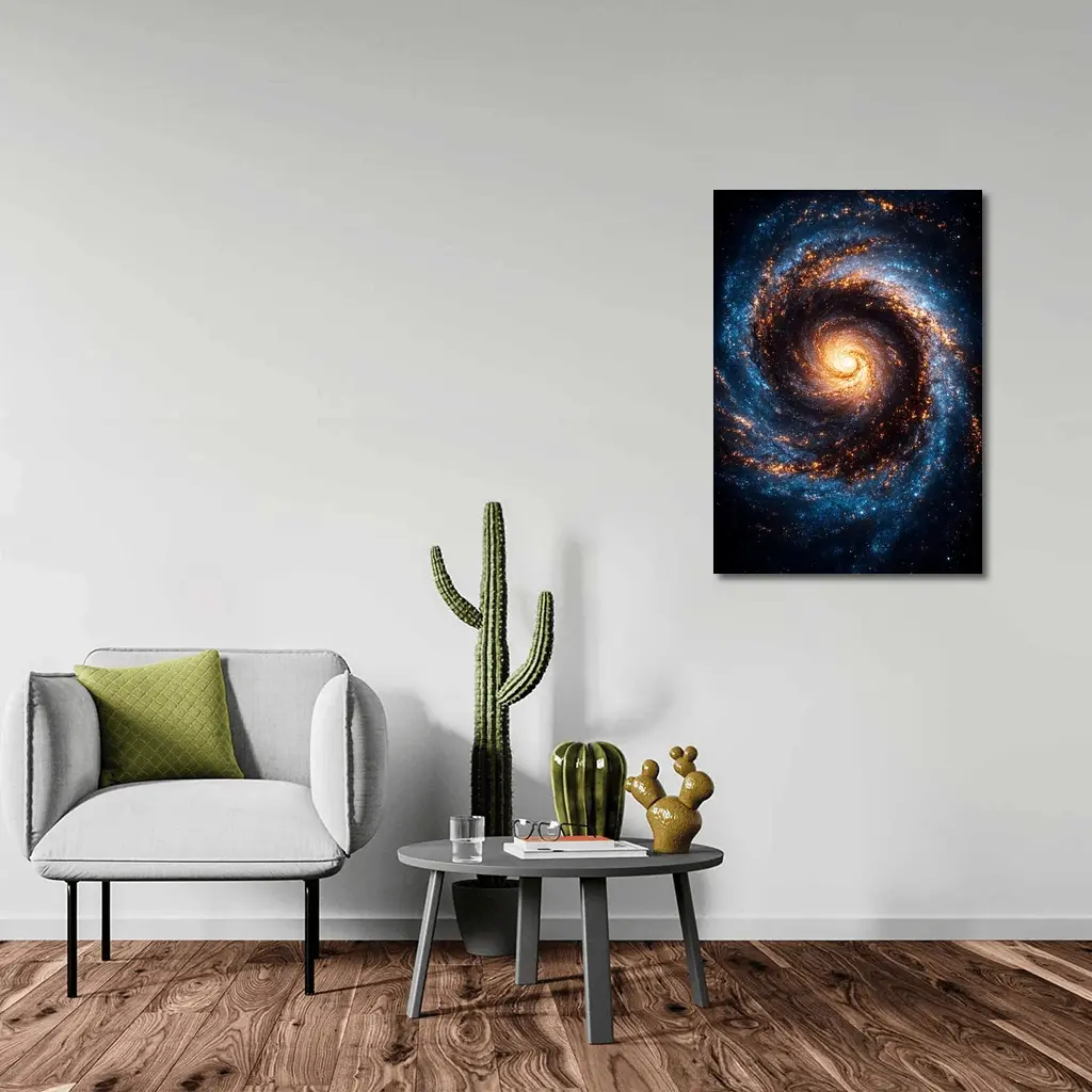 Spiral Galaxy Deep Space Blue Orange – Wall Art