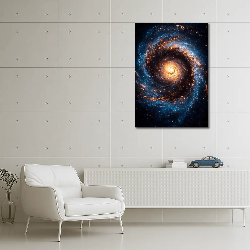 Spiral Galaxy Deep Space Blue Orange – Wall Art