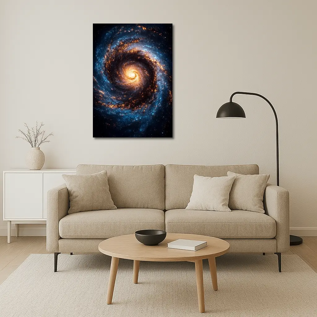 Spiral Galaxy Deep Space Blue Orange – Wall Art