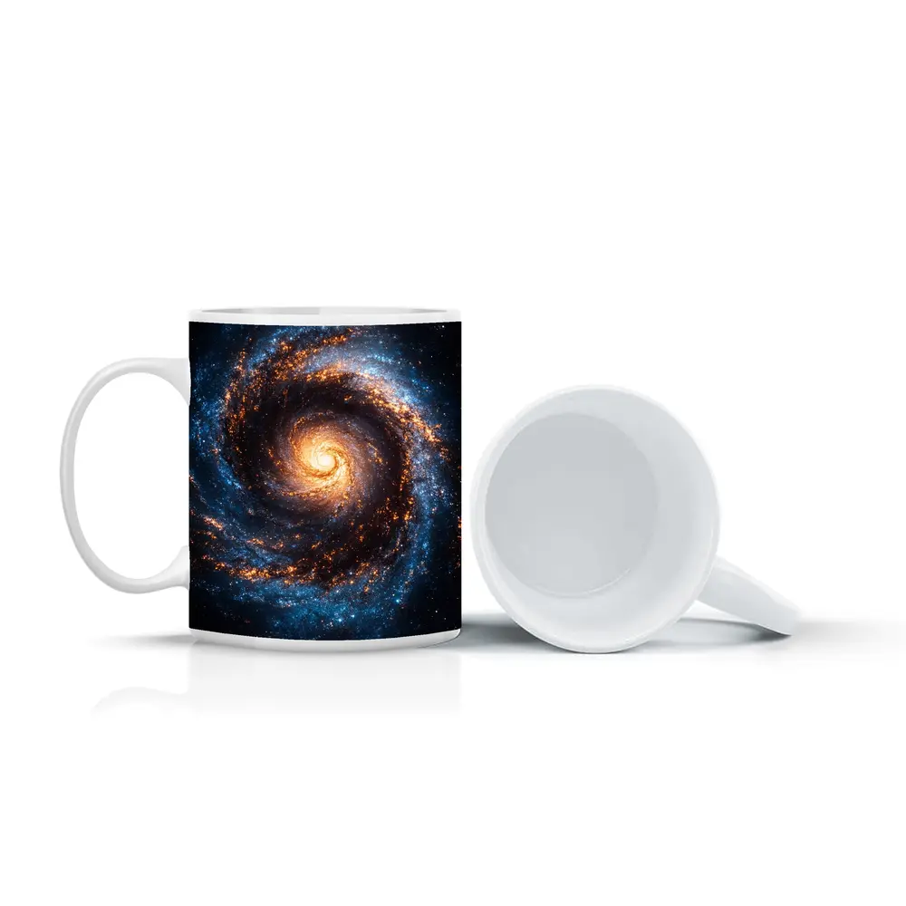 Spiral Galaxy Deep Space Blue Orange – Mugs