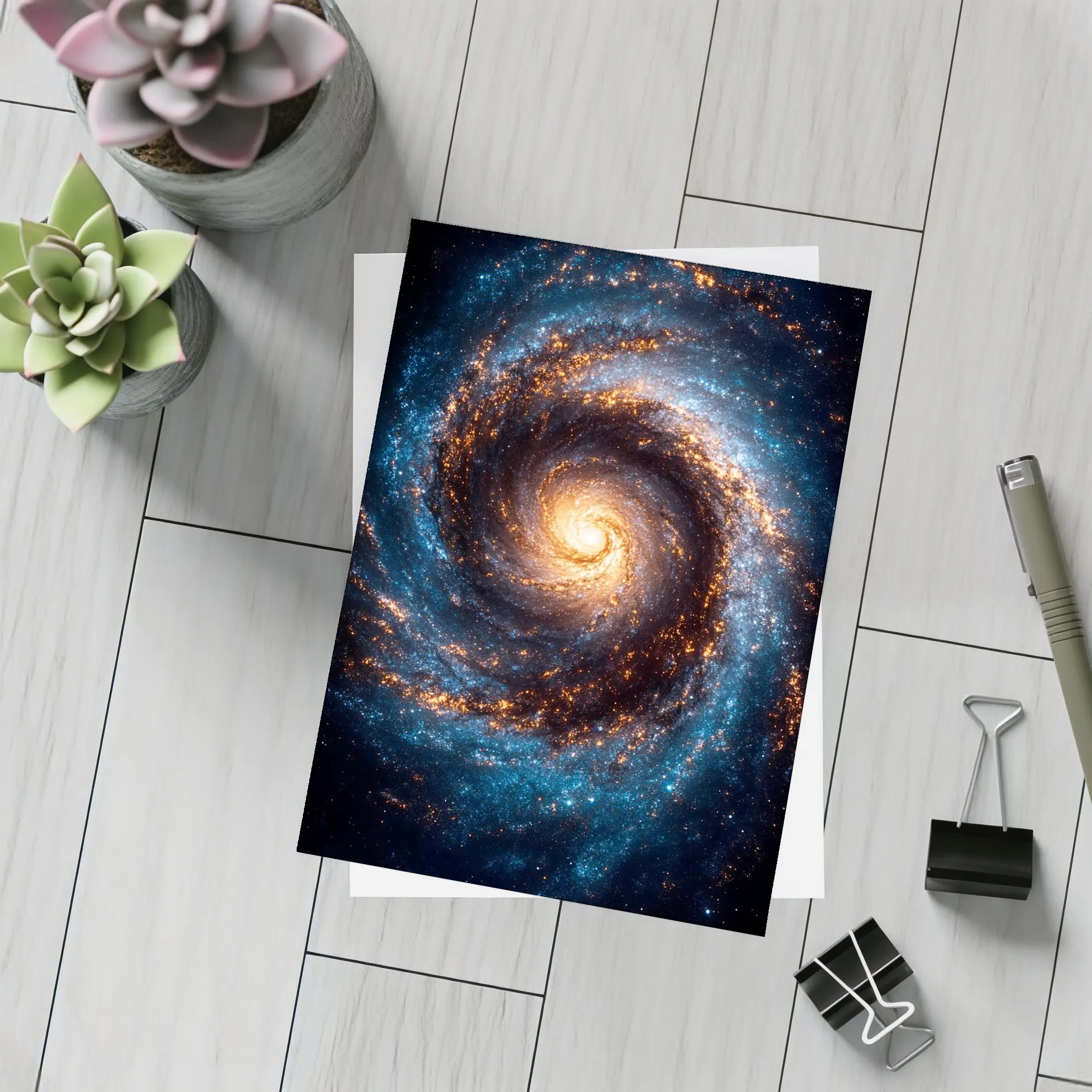 Spiral Galaxy Deep Space Blue Orange – Postcards