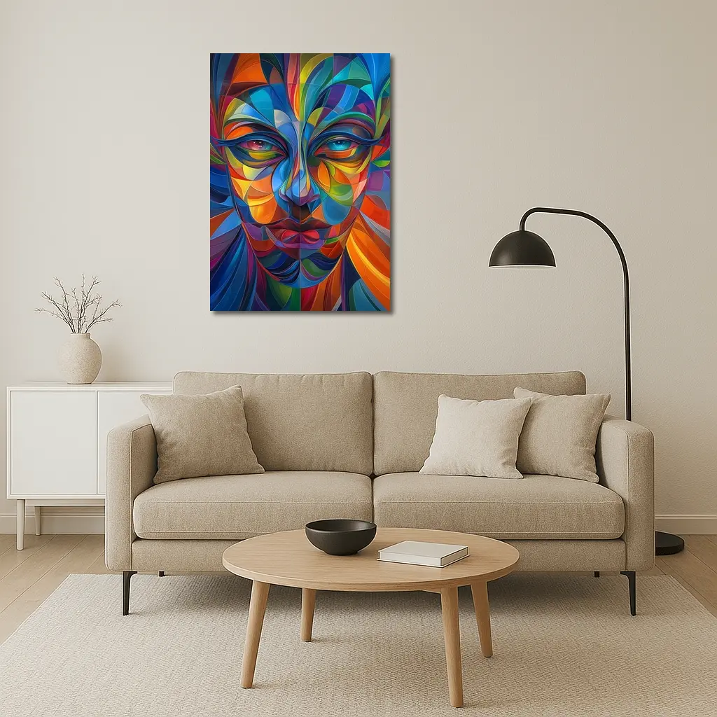 Colorful Abstract Human Face Geometric Art – Wall Art