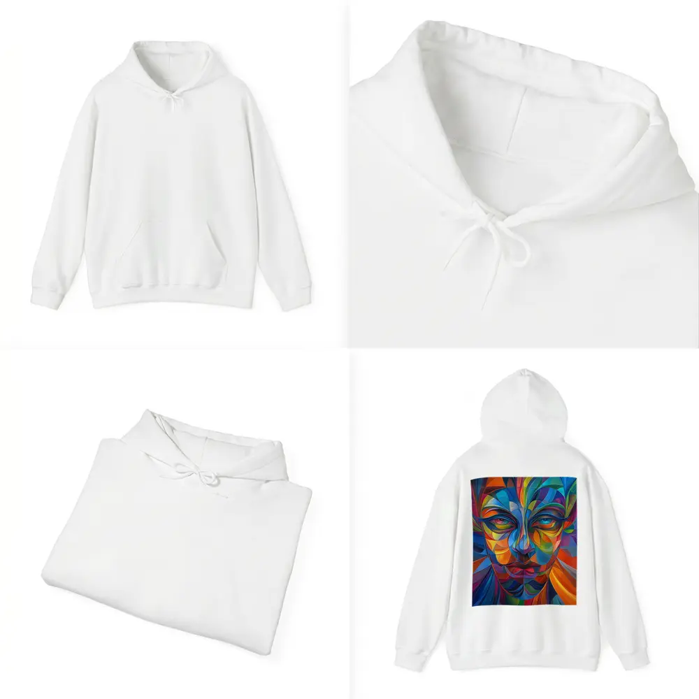 Colorful Abstract Human Face Geometric Art – Hoodies