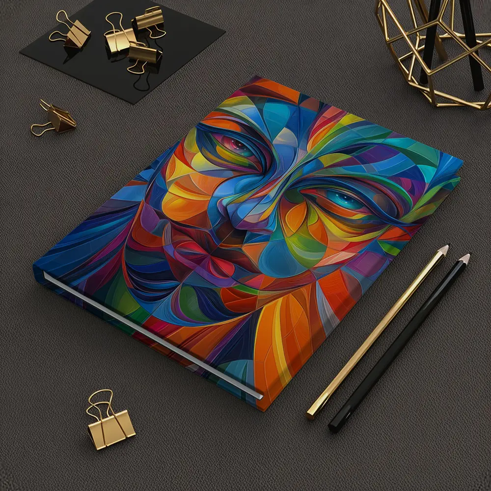Colorful Abstract Human Face Geometric Art – Notebooks