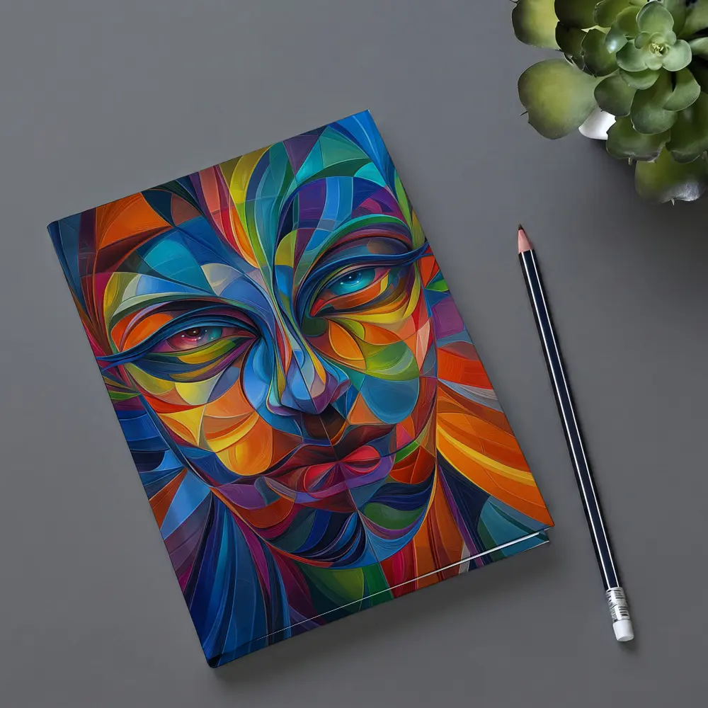 Colorful Abstract Human Face Geometric Art – Notebooks