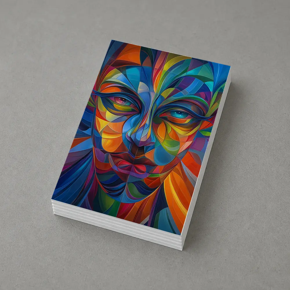 Colorful Abstract Human Face Geometric Art – Postcards