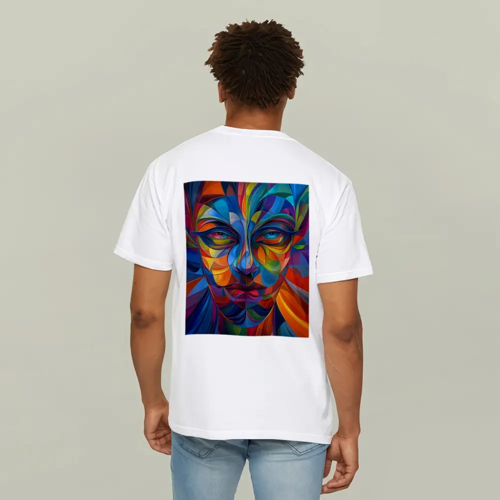Colorful Abstract Human Face Geometric Art – T-Shirts