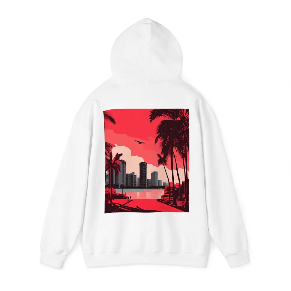 Miami Skyline Red Palm Trees City Art – Hoodies
