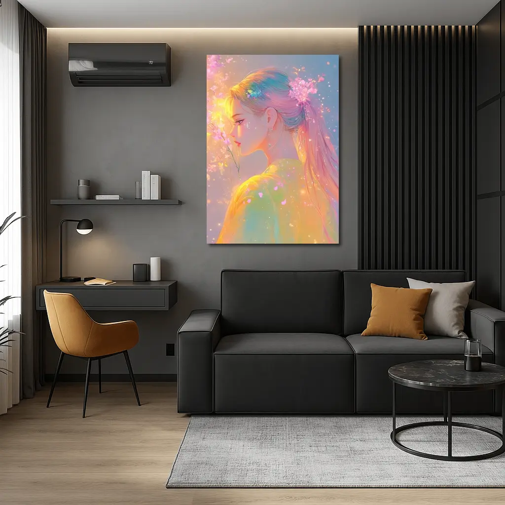 Pastel Anime Girl Cherry Blossoms Fantasy Art – Wall Art