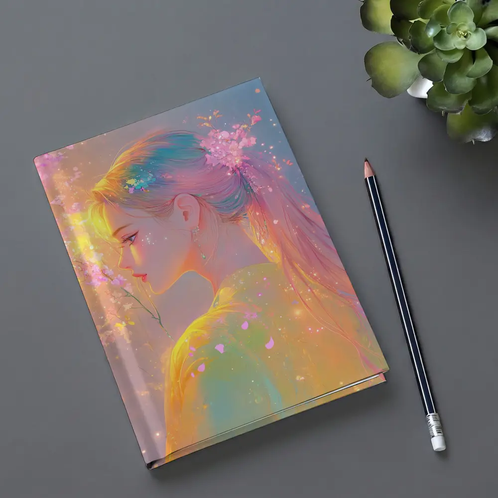 Pastel Anime Girl Cherry Blossoms Fantasy Art – Notebooks