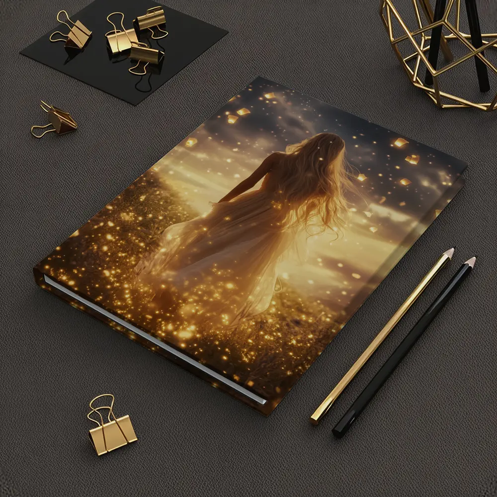 Woman Golden Lanterns Fantasy Night Sky – Notebooks