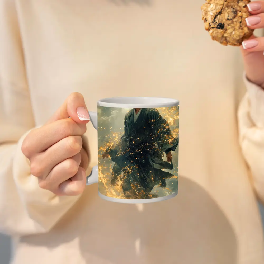 Samurai Warrior Rising in Golden Flames – Mugs