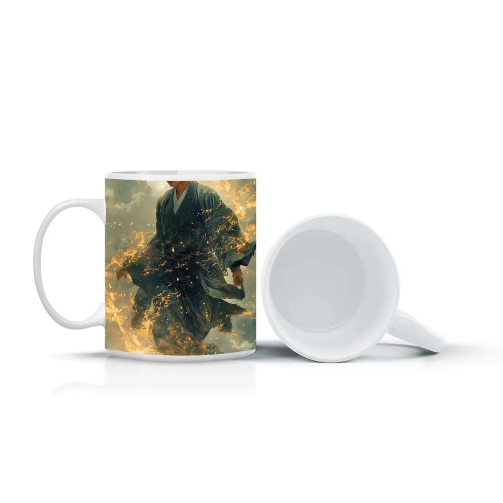 Samurai Warrior Rising in Golden Flames – Mugs