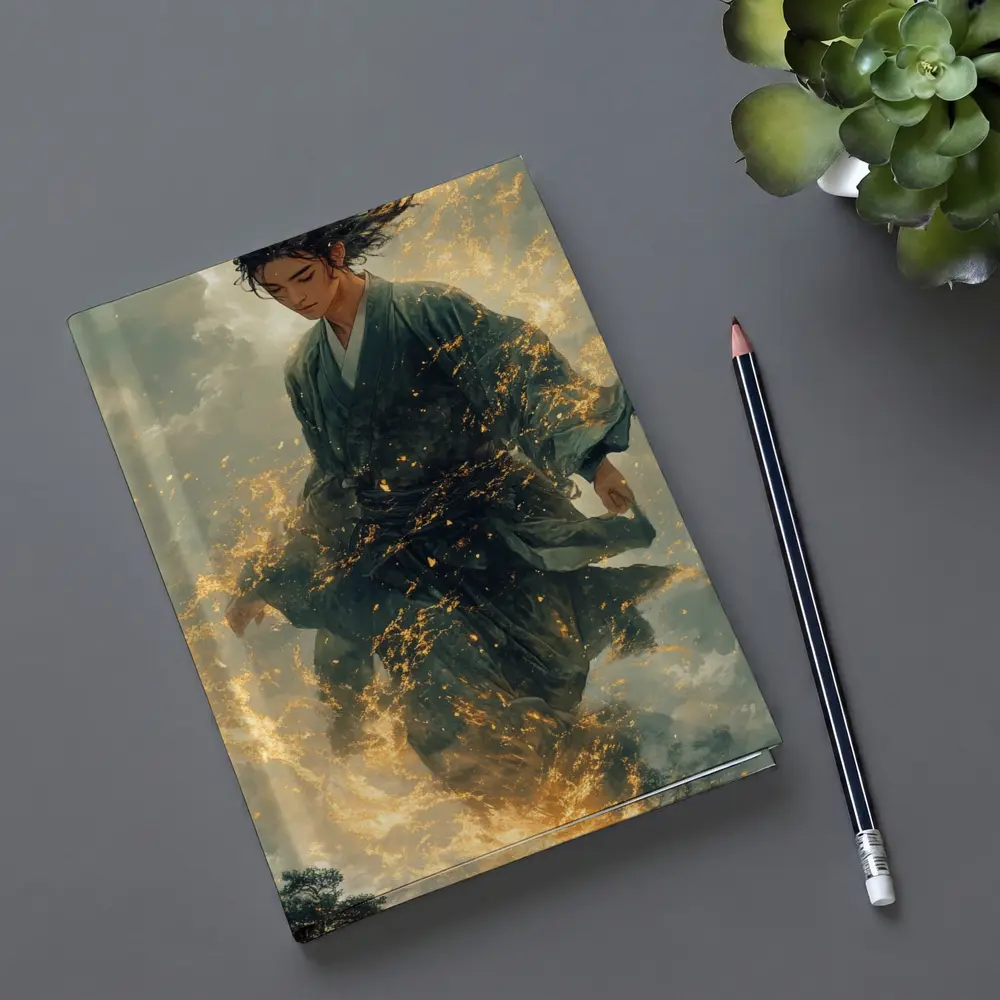 Samurai Warrior Rising in Golden Flames – Notebooks