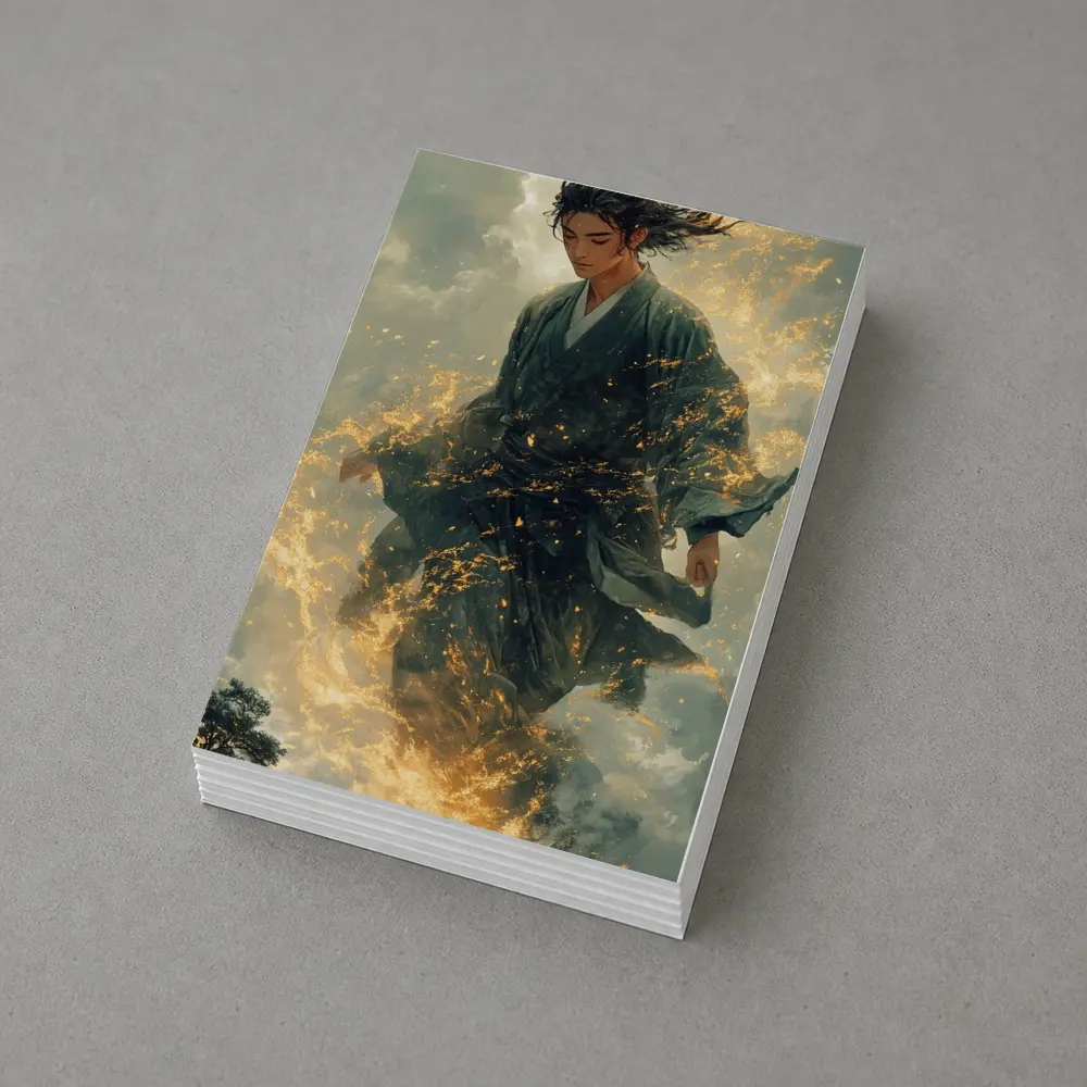 Samurai Warrior Rising in Golden Flames – Postcards