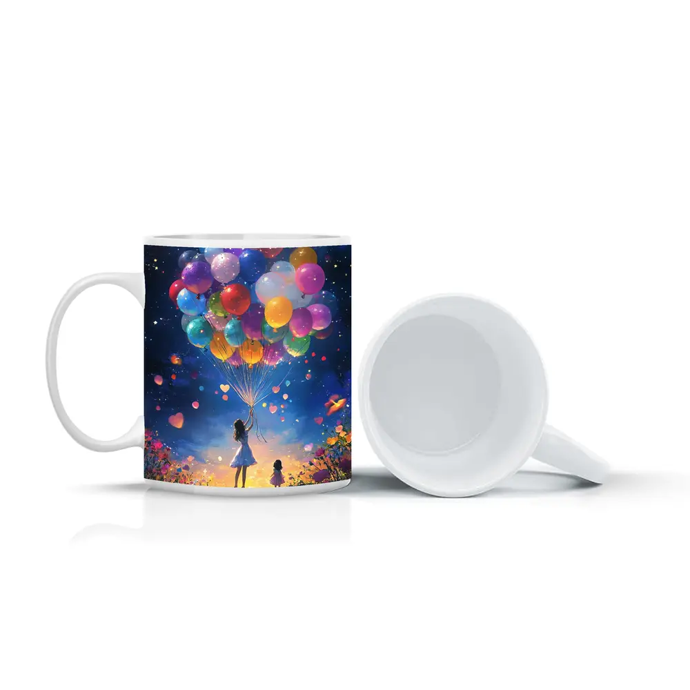 Girl With Colorful Balloons Starry Night Fantasy – Mugs