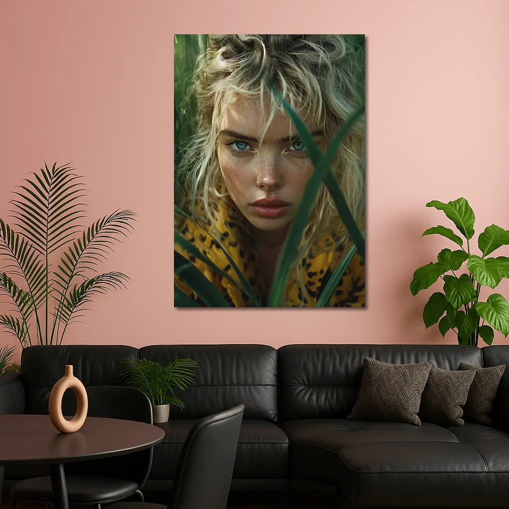 Blonde Woman Blue Eyes Green Grass – Wall Art