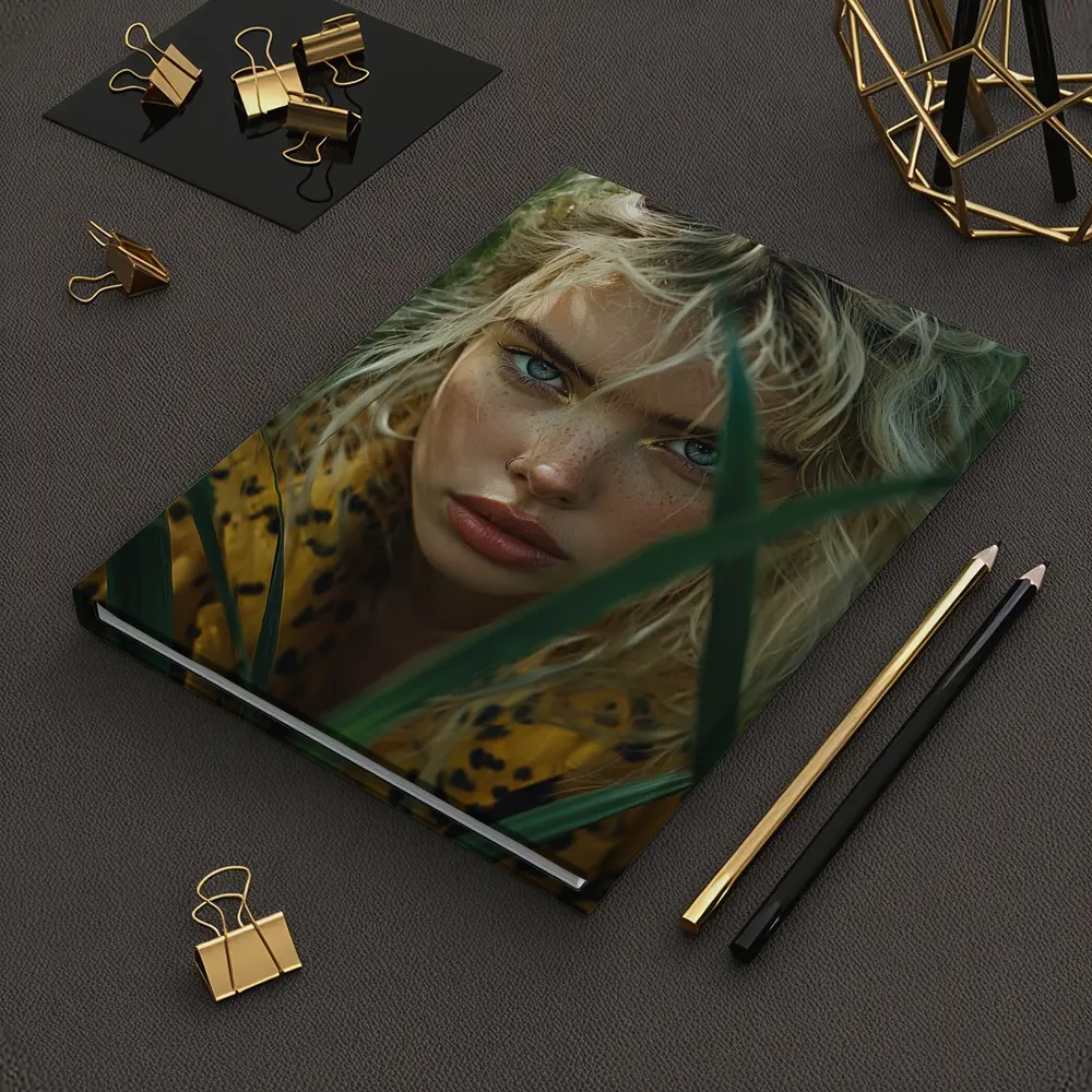 Blonde Woman Blue Eyes Green Grass – Notebooks