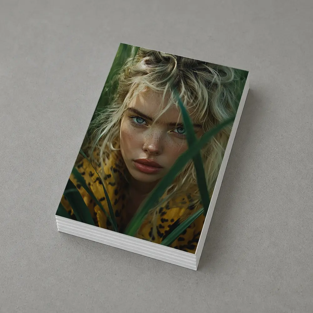 Blonde Woman Blue Eyes Green Grass – Postcards