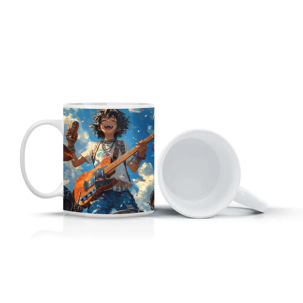 Anime Rock Girl Guitar Blue Sky – Mugs