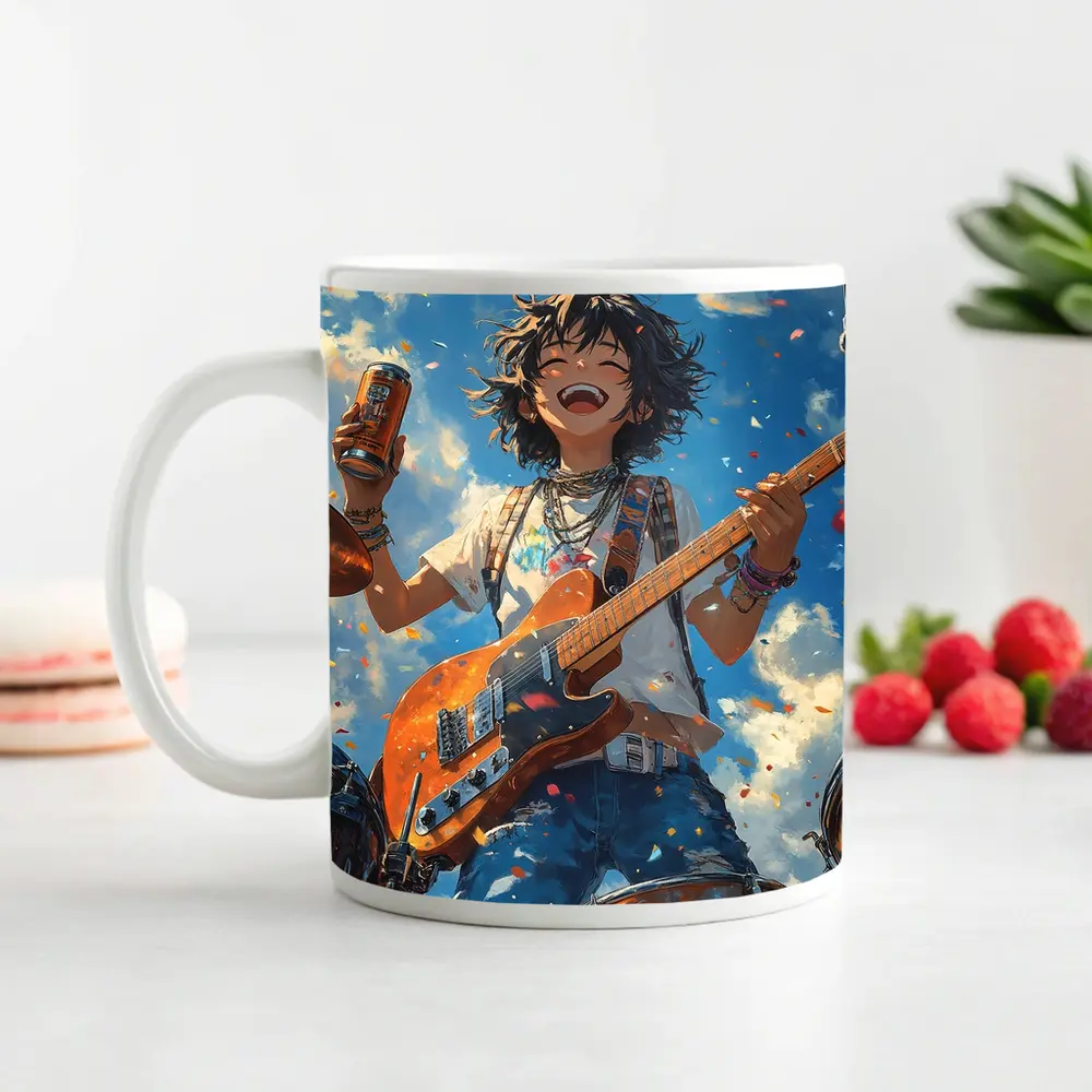 Anime Rock Girl Guitar Blue Sky – Mugs
