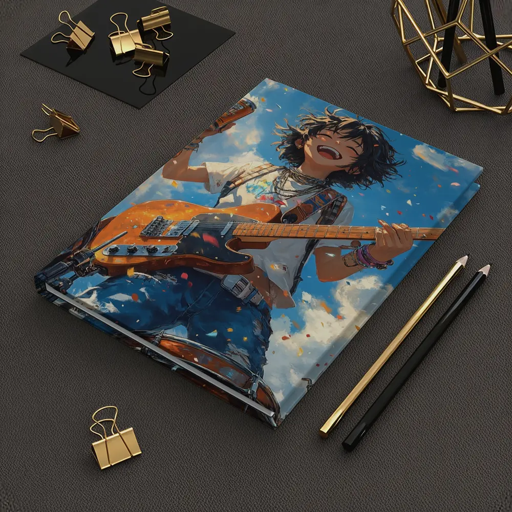 Anime Rock Girl Guitar Blue Sky – Notebooks