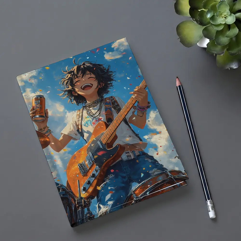 Anime Rock Girl Guitar Blue Sky – Notebooks