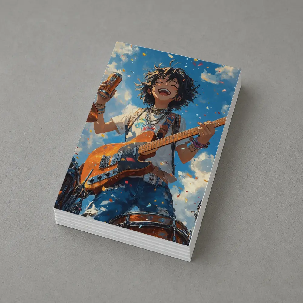 Anime Rock Girl Guitar Blue Sky – Postcards
