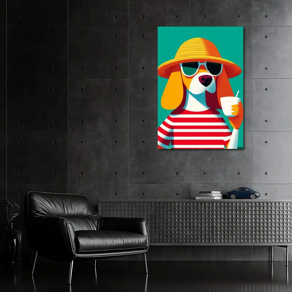 Beagle Dog Summer Hat Sunglasses Teal – Wall Art