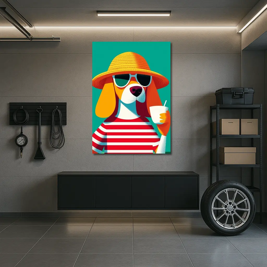 Beagle Dog Summer Hat Sunglasses Teal – Wall Art